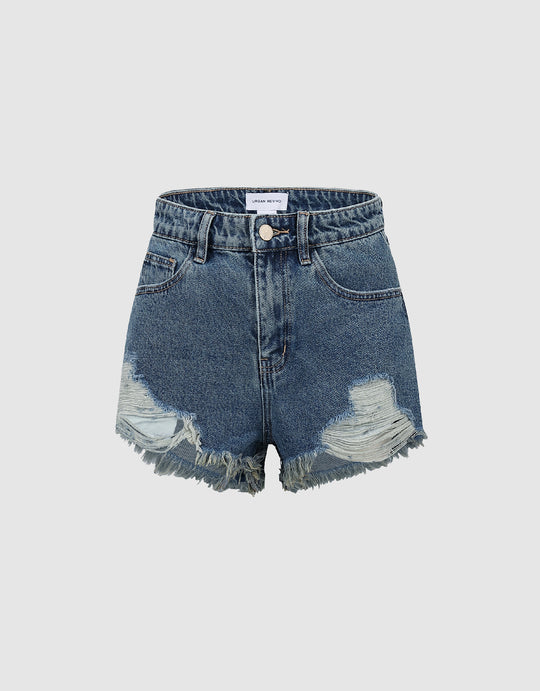 Raw Hem Denim Shorts
