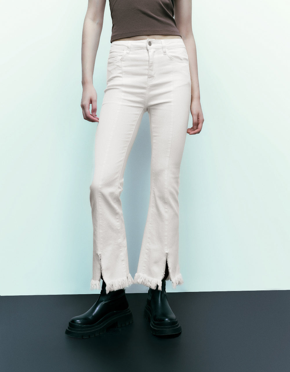 Raw Hem Flare Jeans