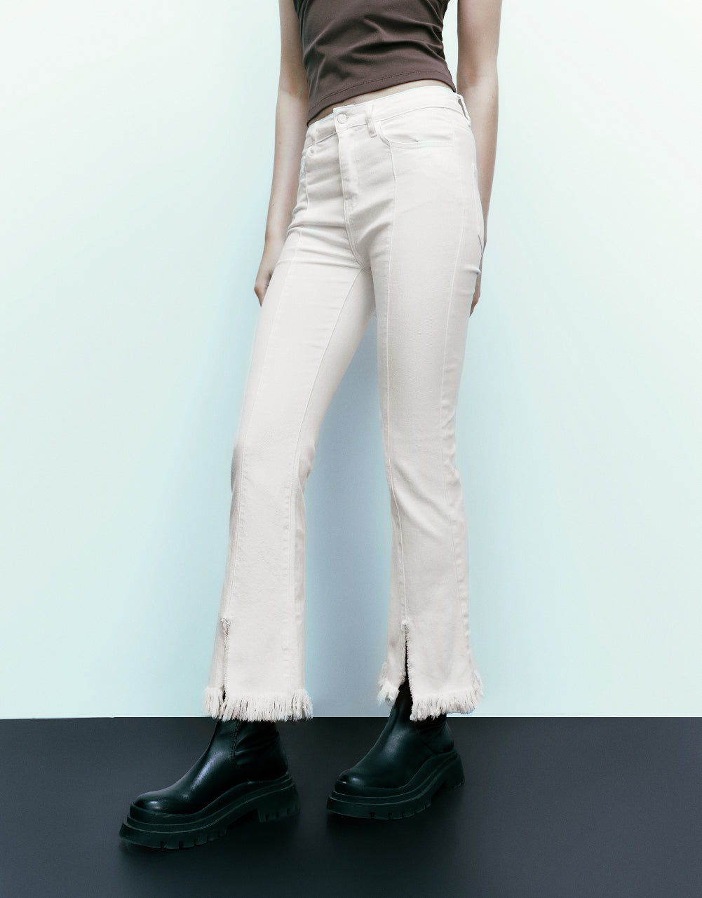 Raw Hem Flare Jeans