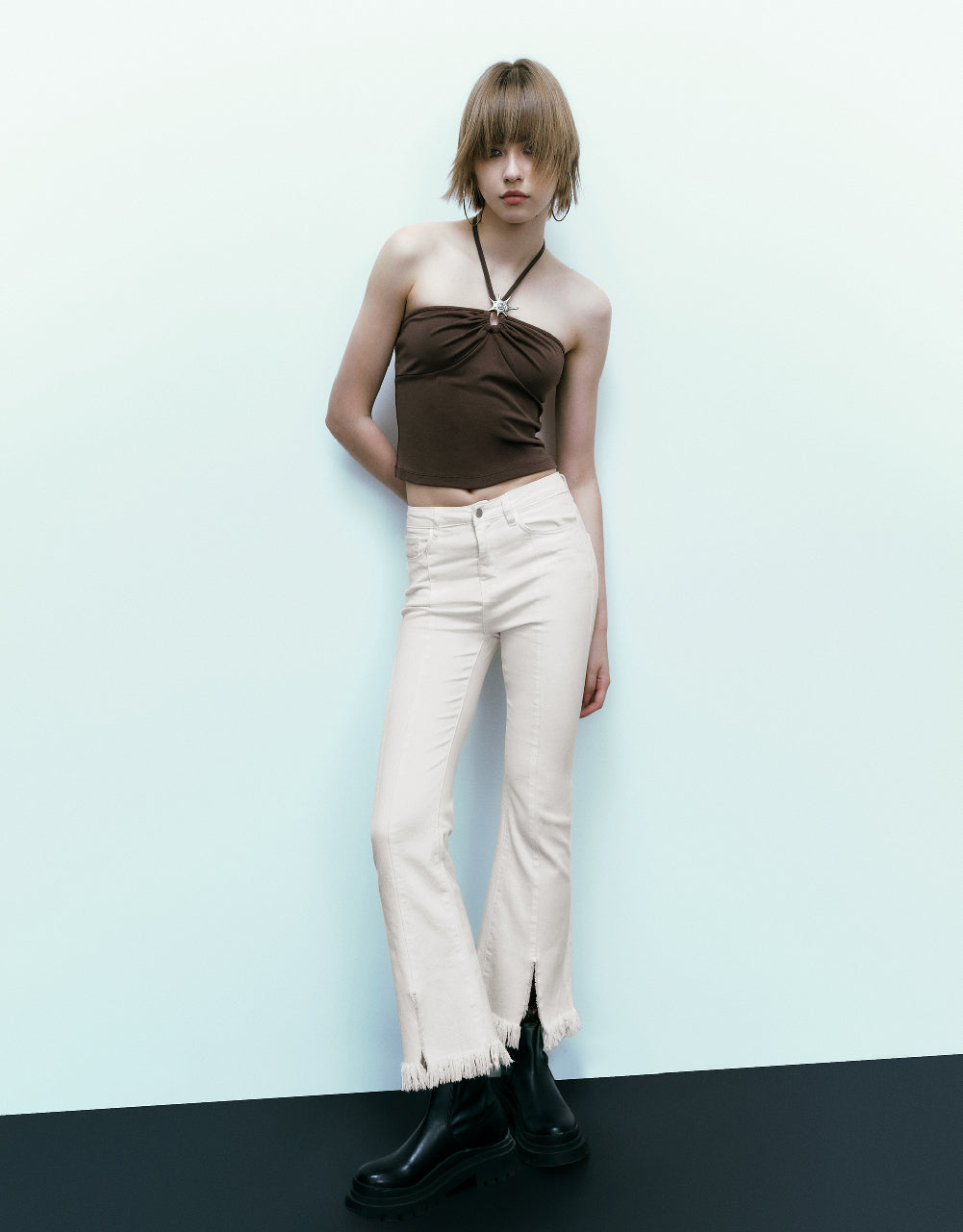 Raw Hem Flare Jeans