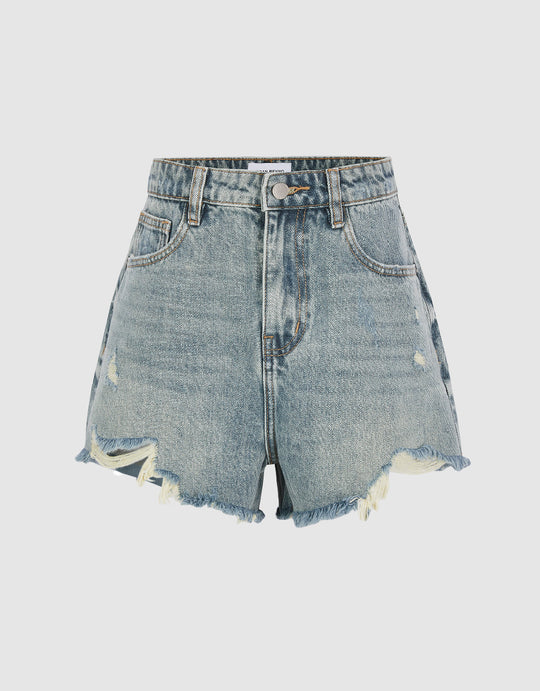 Raw Hem Denim Shorts