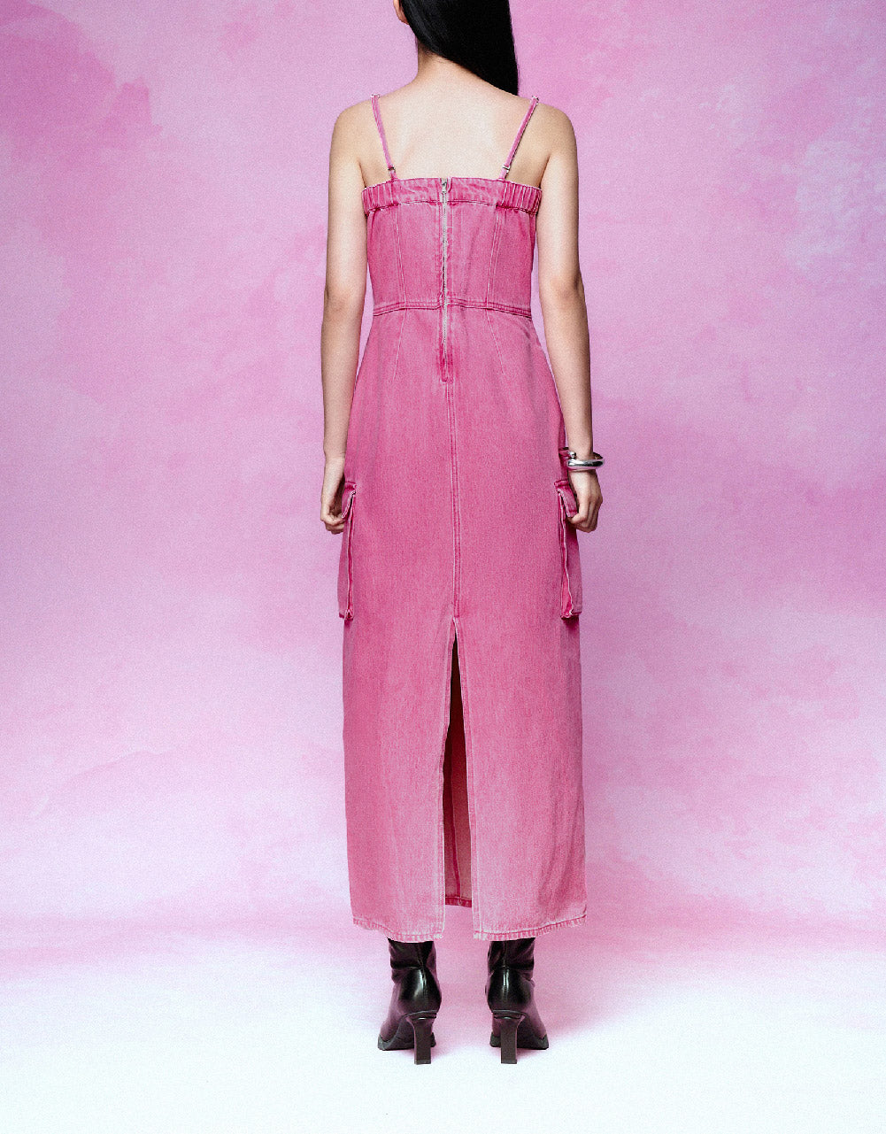 Sleeveless Off-Shoulder Denim Dress