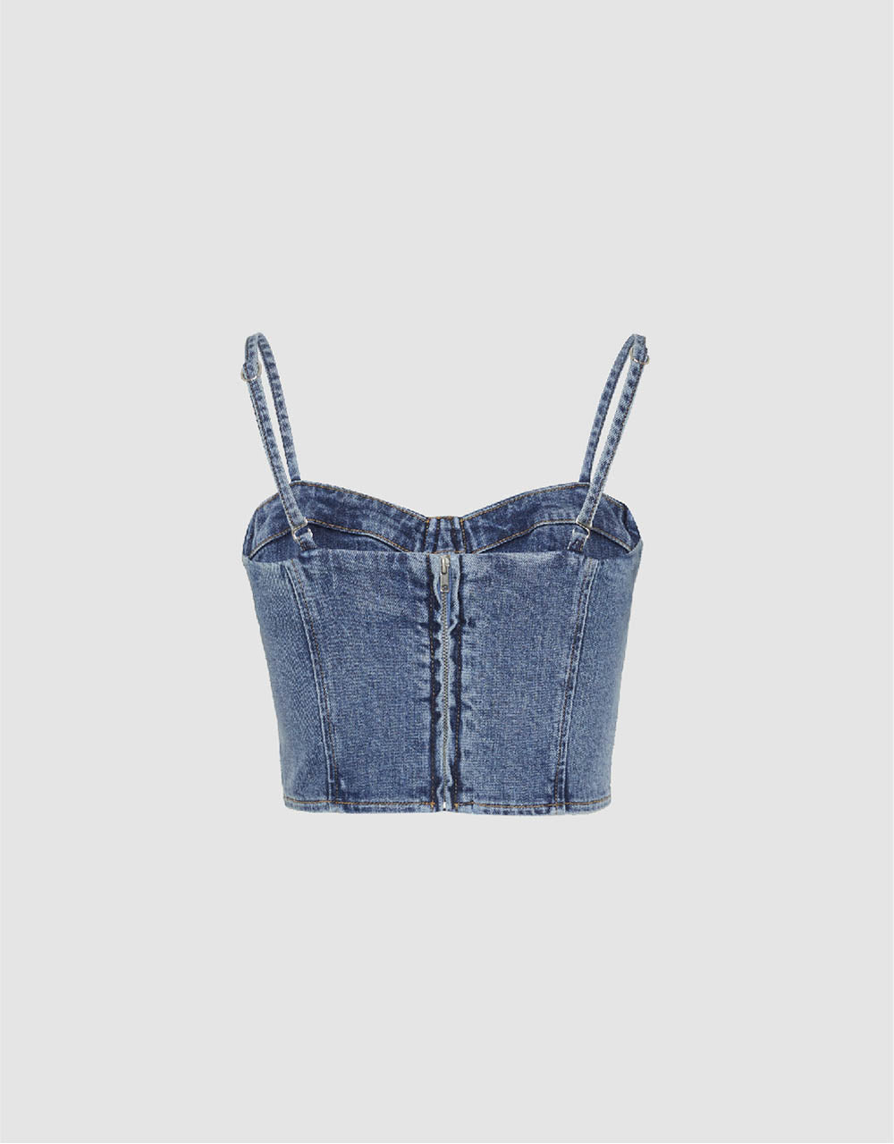 Rhinestone Décor Off-Shoulder Denim Cami Top