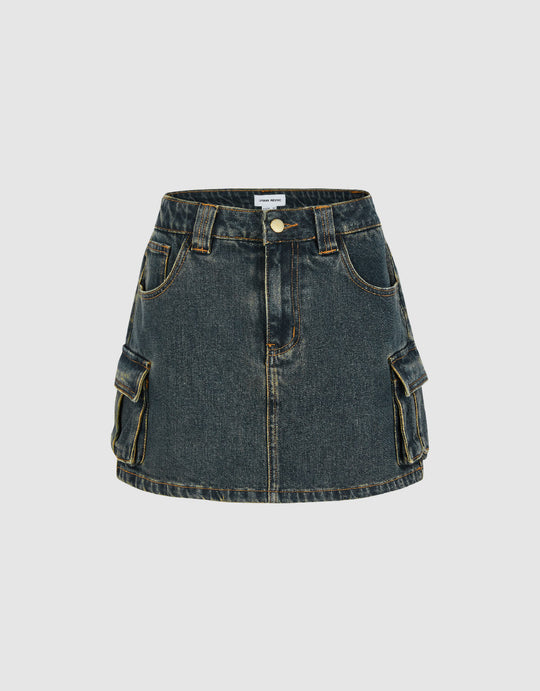 Mini Straight Denim Skirt