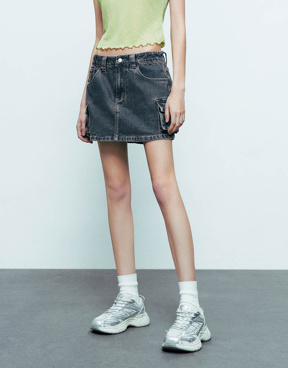 Mini Straight Denim Skirt
