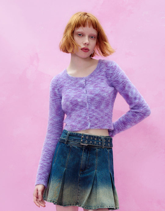 Button Up Cropped Knitted Cardigan