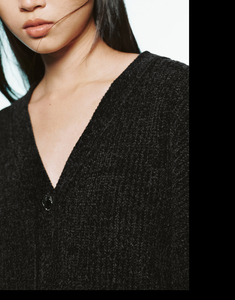 Drop Shoulder Sleeve V-Neck Knitted Cardigan