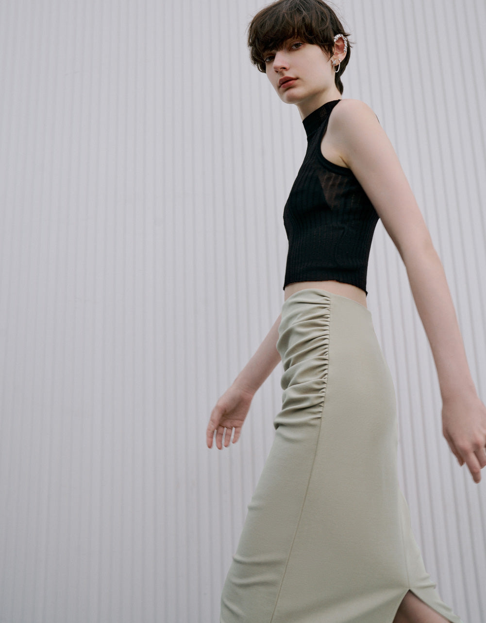 Sleeveless Stand Collar Knitted Top