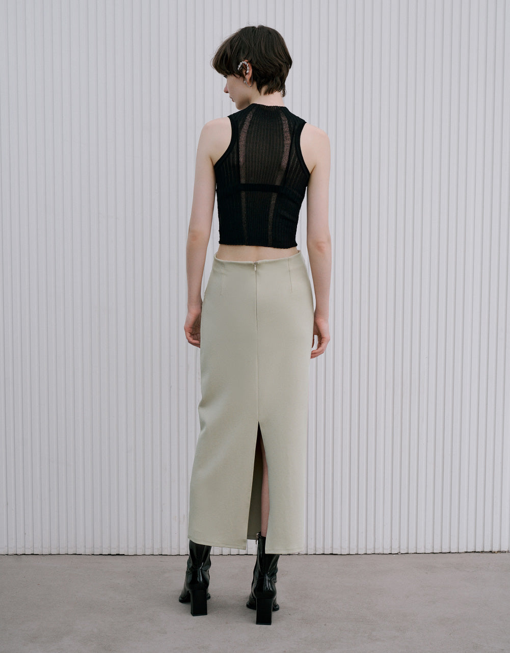 Sleeveless Stand Collar Knitted Top