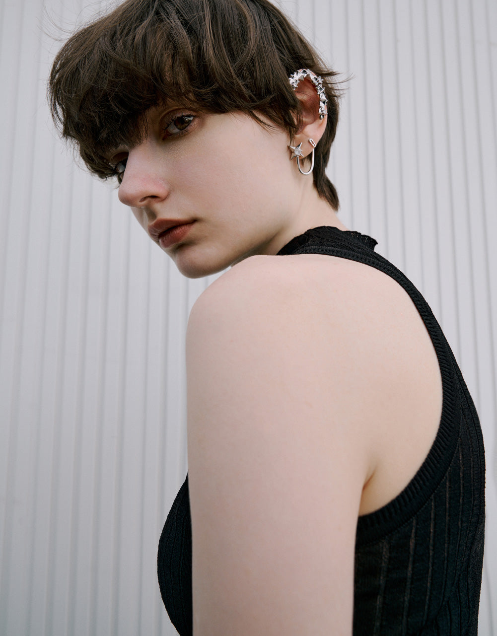 Sleeveless Stand Collar Knitted Top