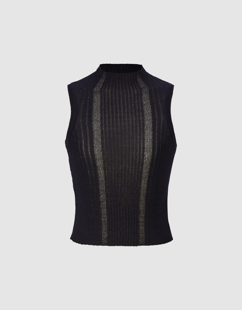 Sleeveless Stand Collar Knitted Top