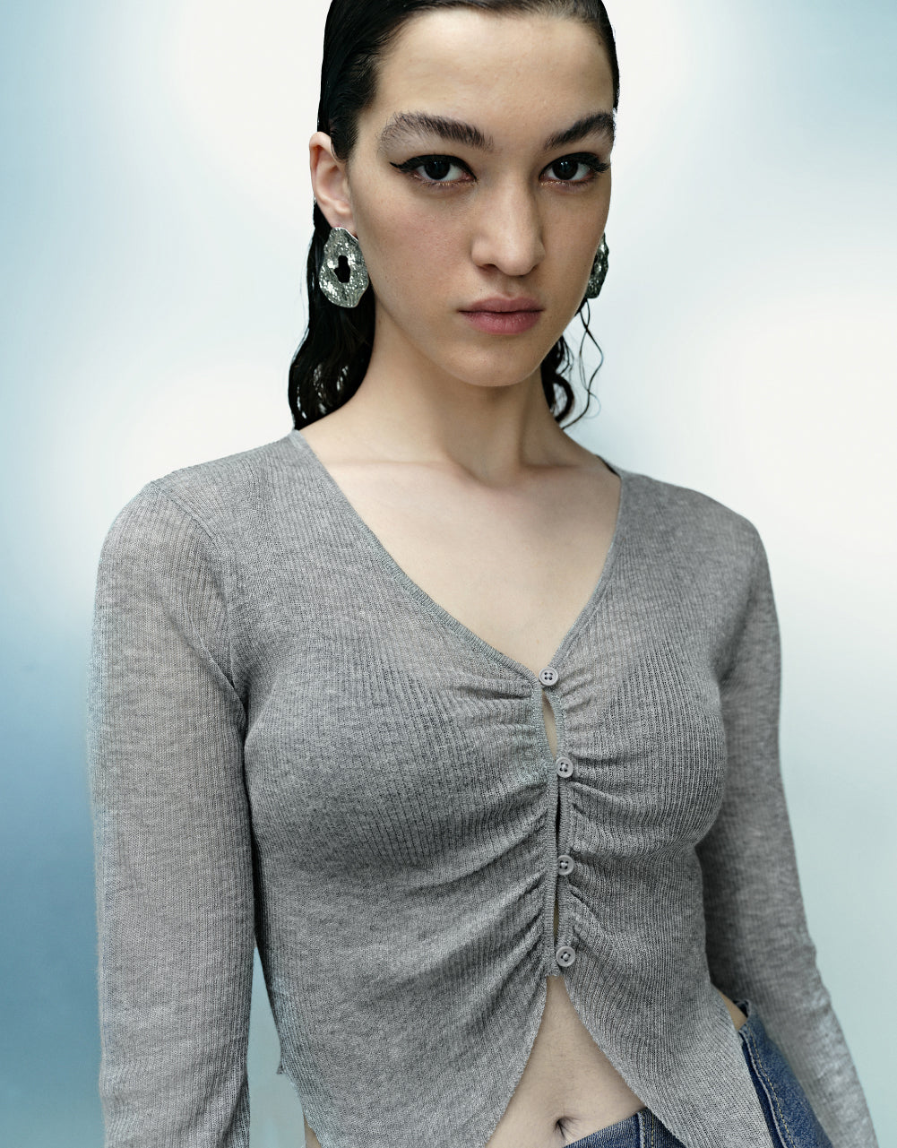 Butterfly Sleeve V-Neck Knitted Cardigan