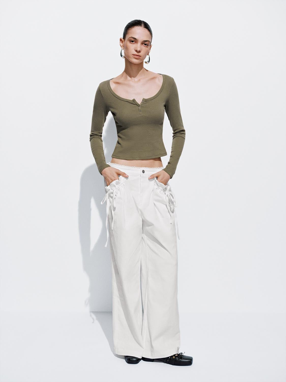 Button-Top Scoop Neck T-Shirt