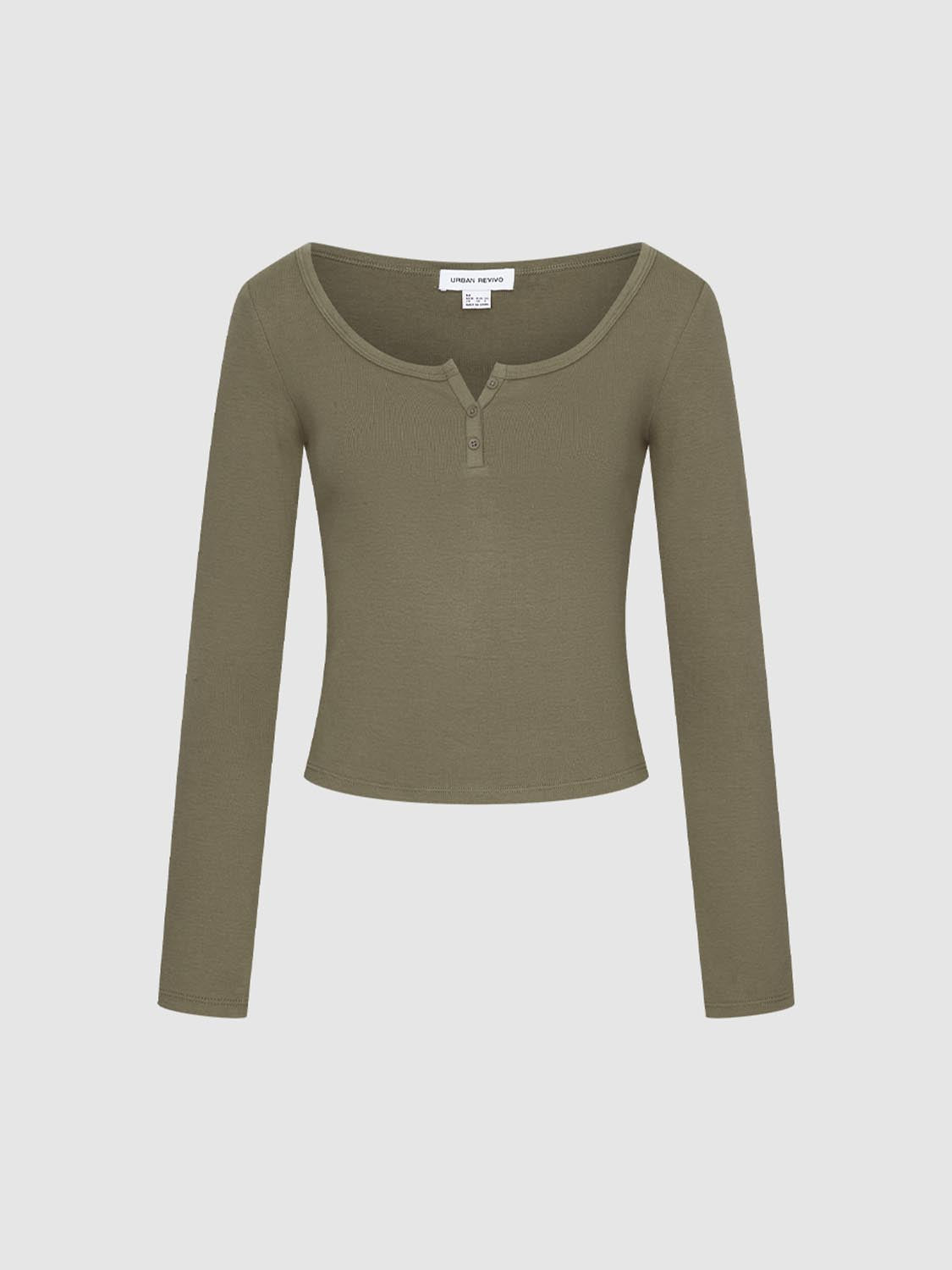 Button-Top Scoop Neck T-Shirt