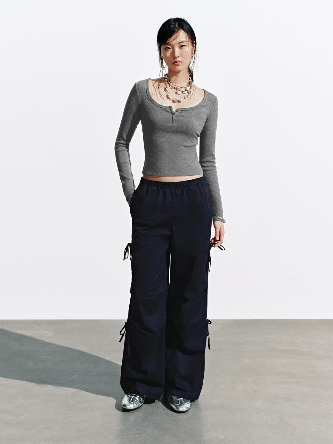 Button-Top Scoop Neck T-Shirt