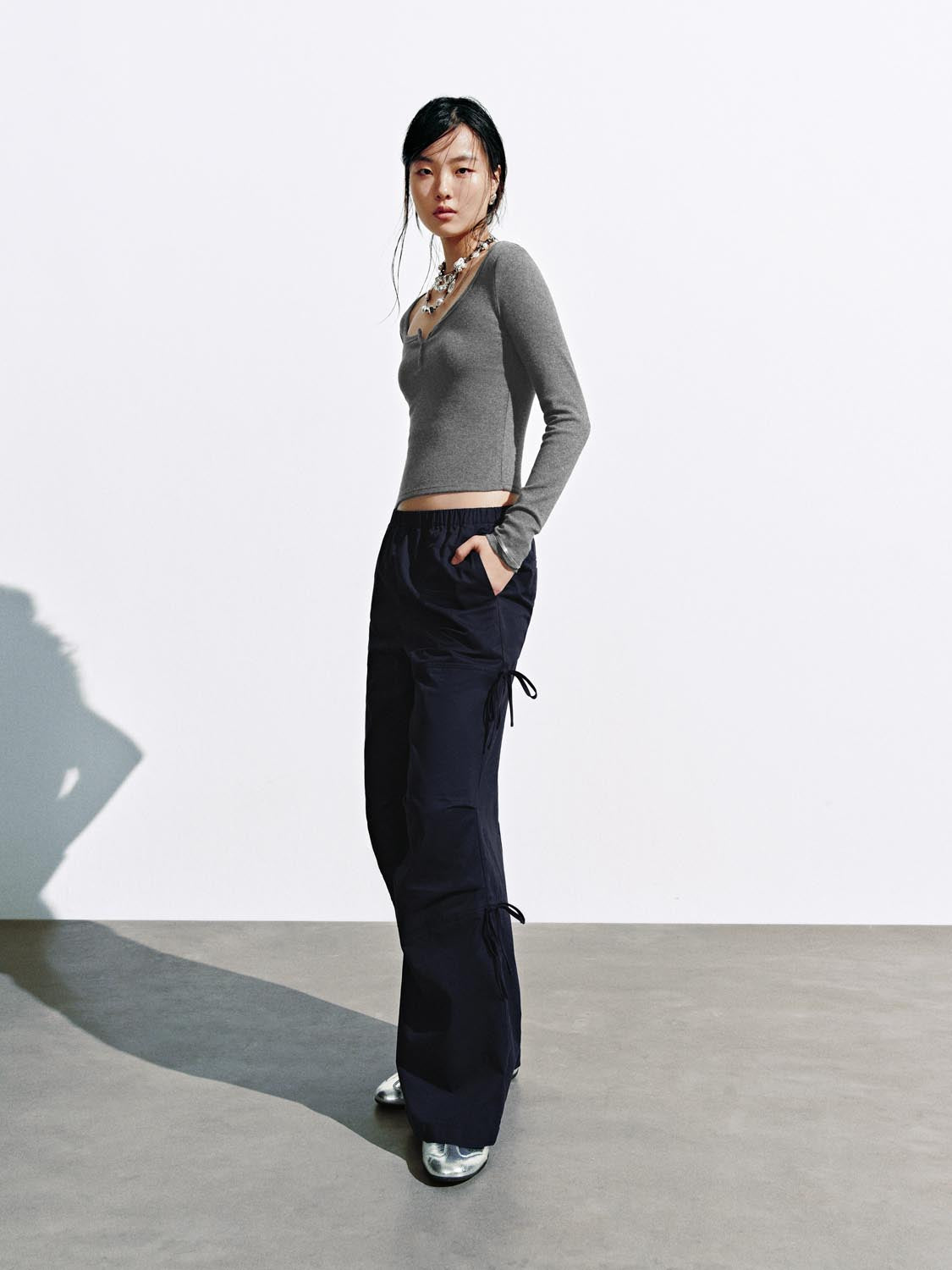 Button-Top Scoop Neck T-Shirt