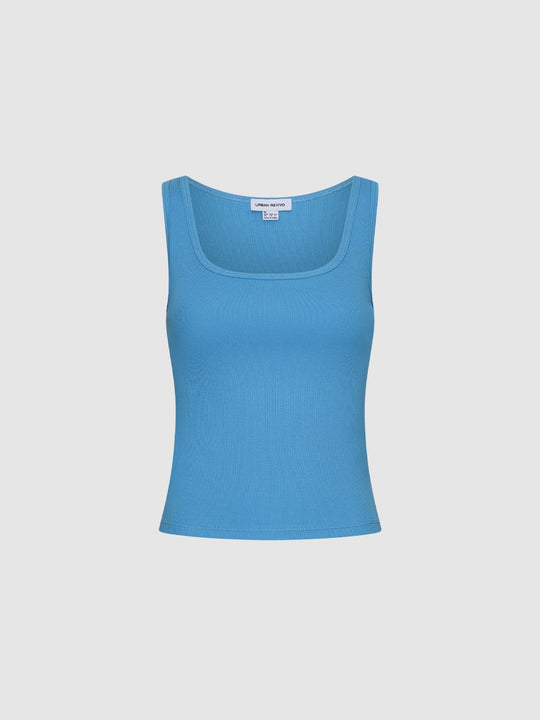 Breathable Ribbed Cotton With Scoop Neck Tank Top