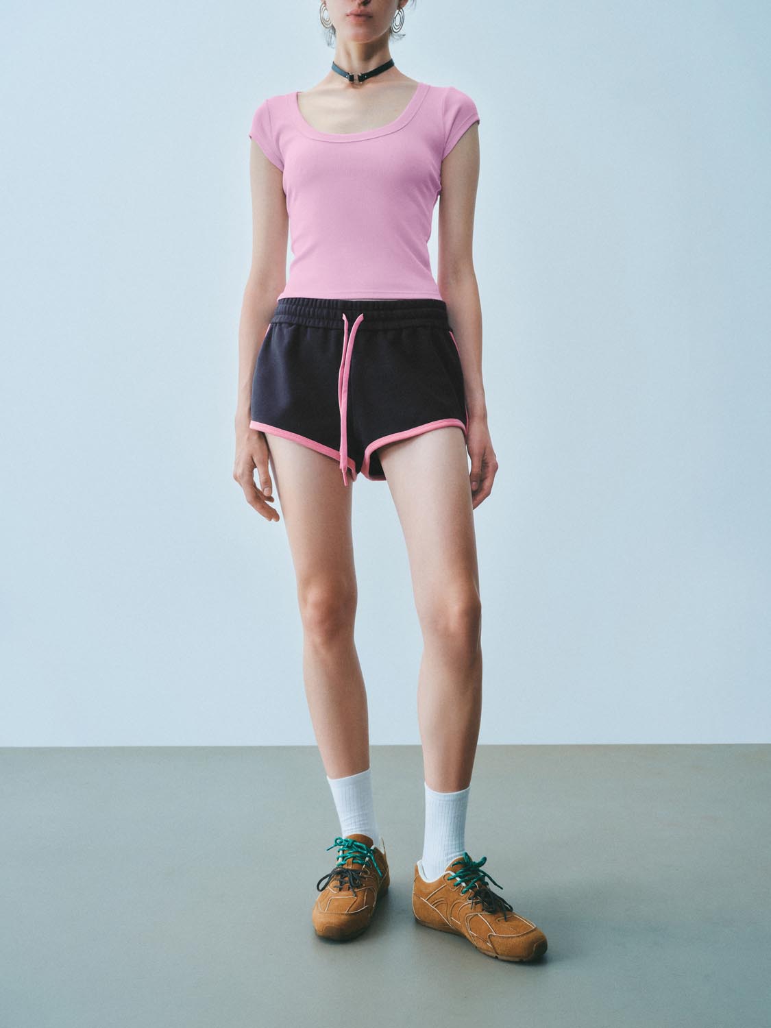 Contrast Trim Drawstring Shorts