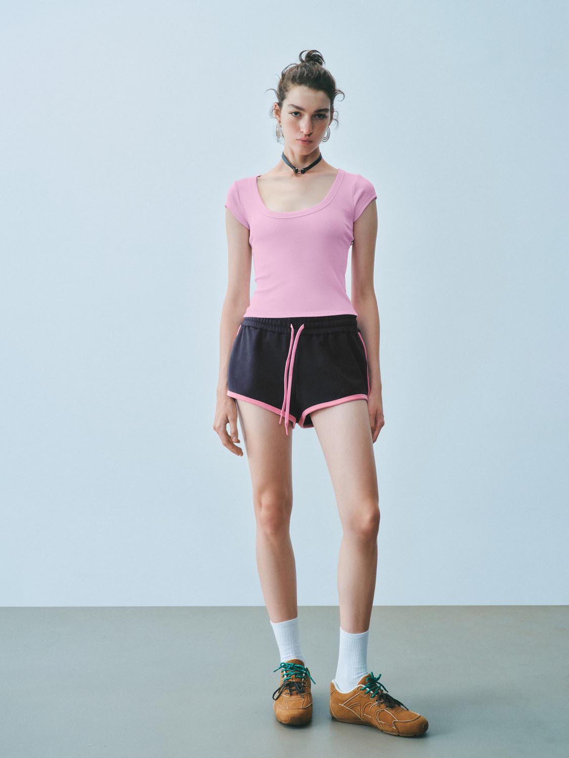 Contrast Trim Drawstring Shorts