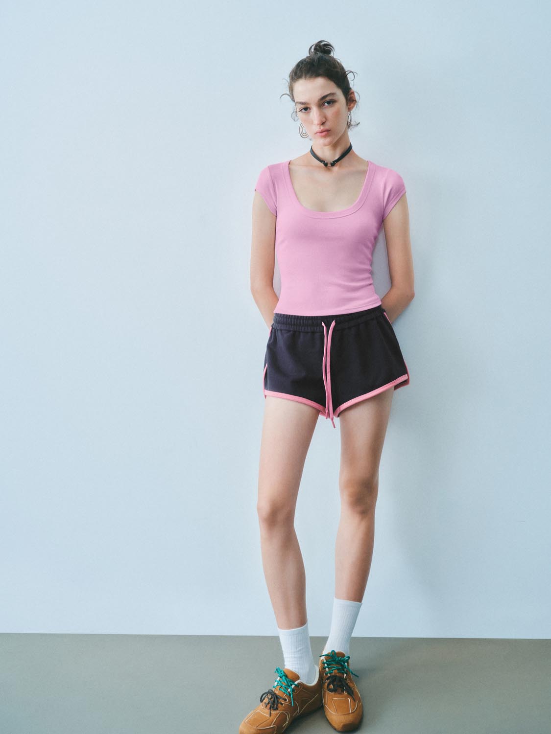 Contrast Trim Drawstring Shorts