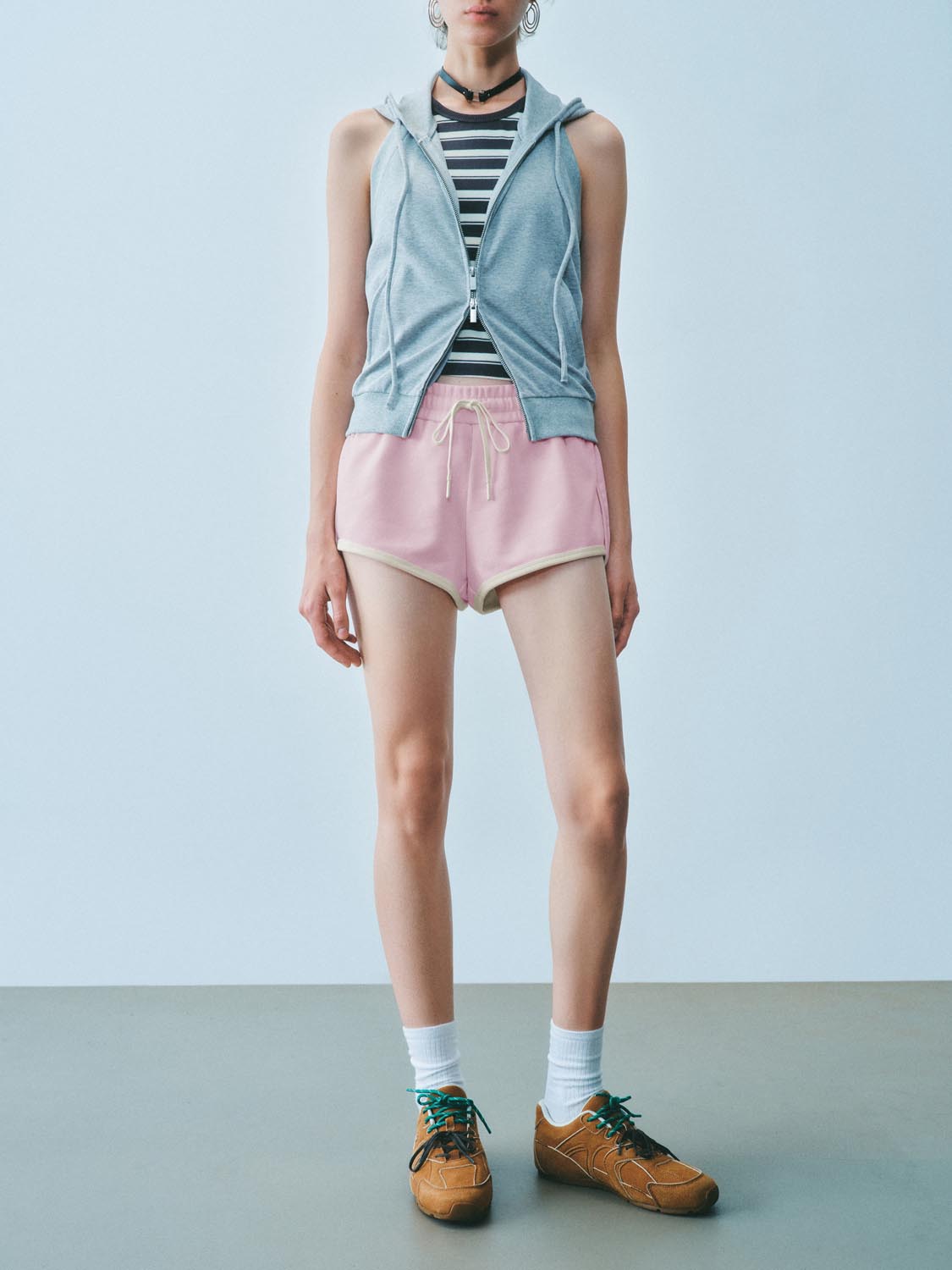 Contrast Trim Drawstring Shorts