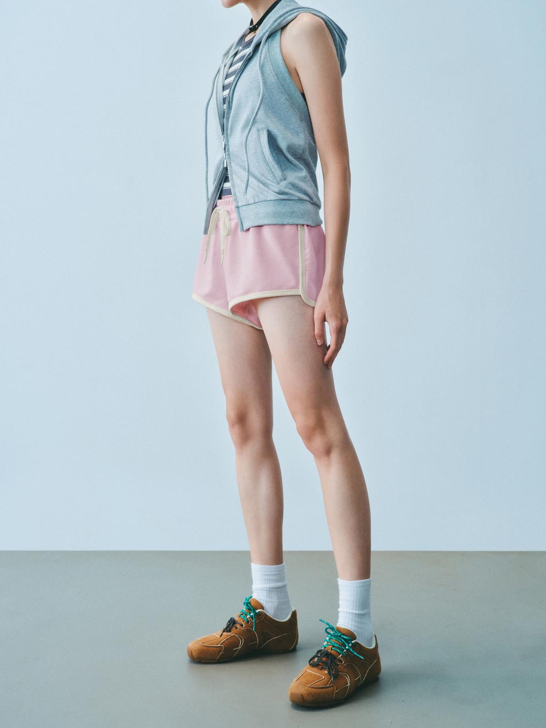 Contrast Trim Drawstring Shorts