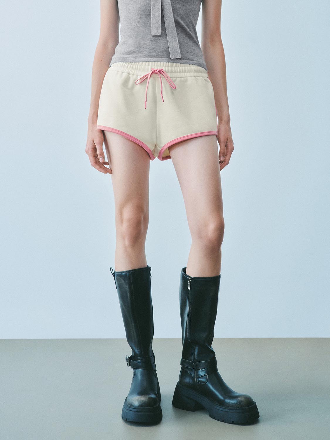 Contrast Trim Drawstring Shorts
