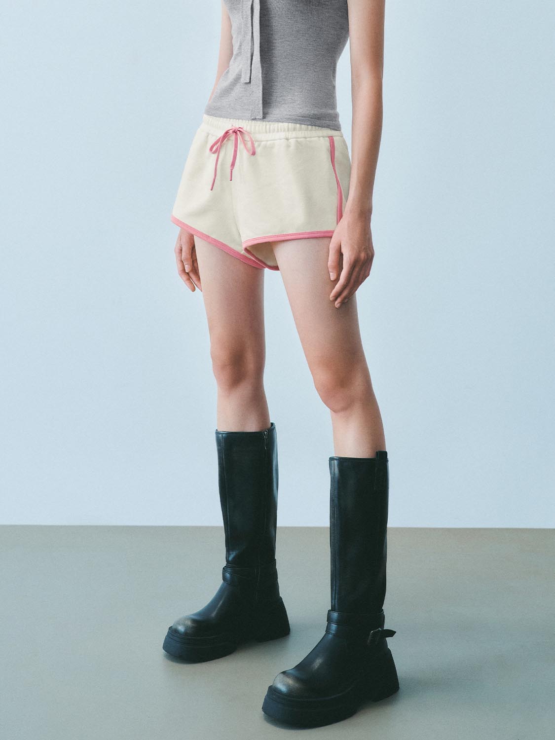 Contrast Trim Drawstring Shorts
