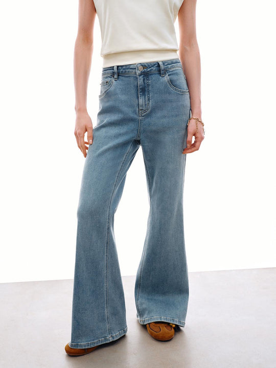 Cotton Flare Leg Jeans