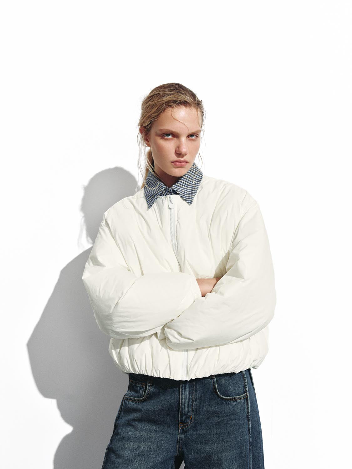 Contrast Collar Padded Jackets