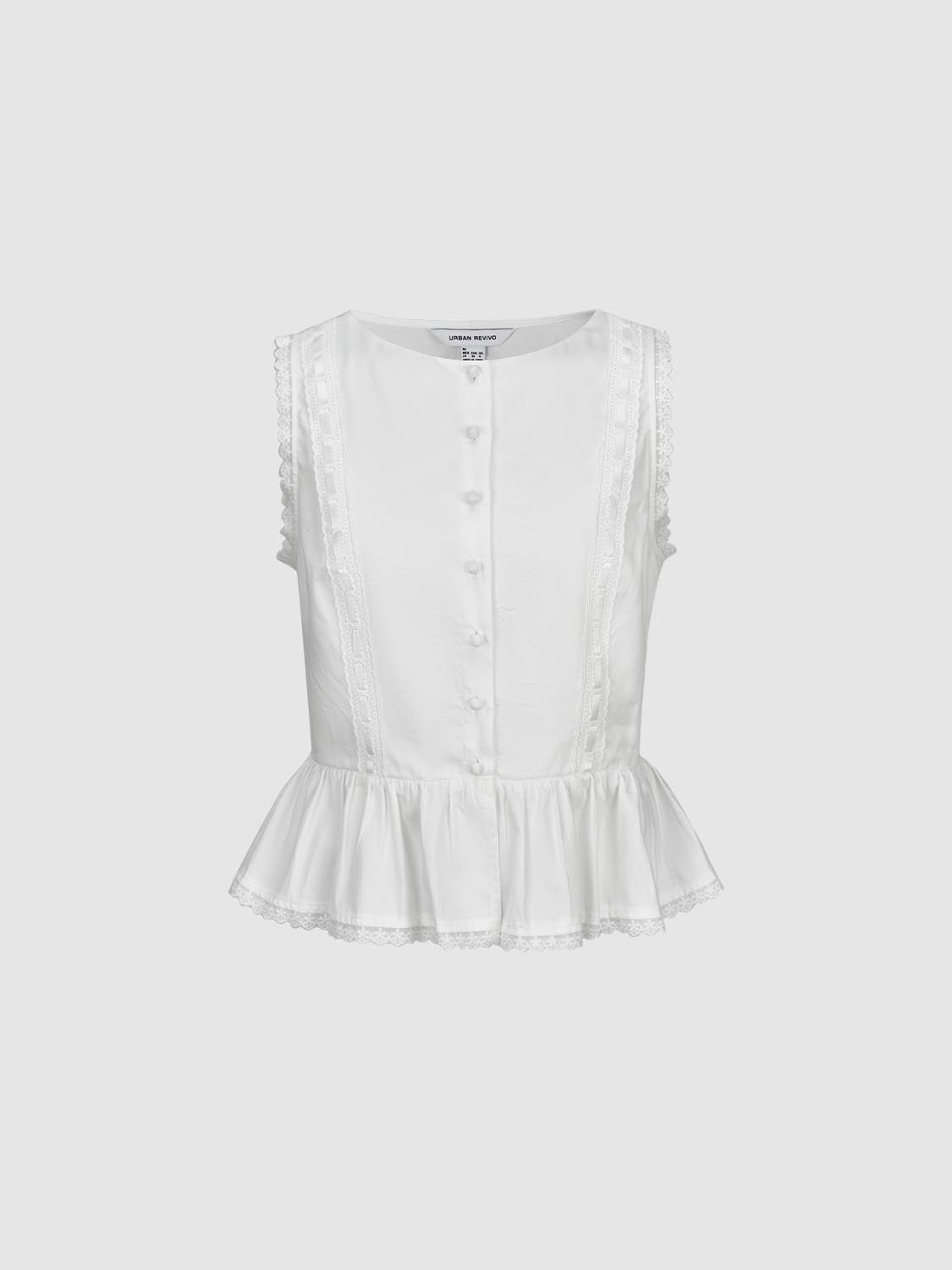 Sleeveless Ruffle Hem Shirts