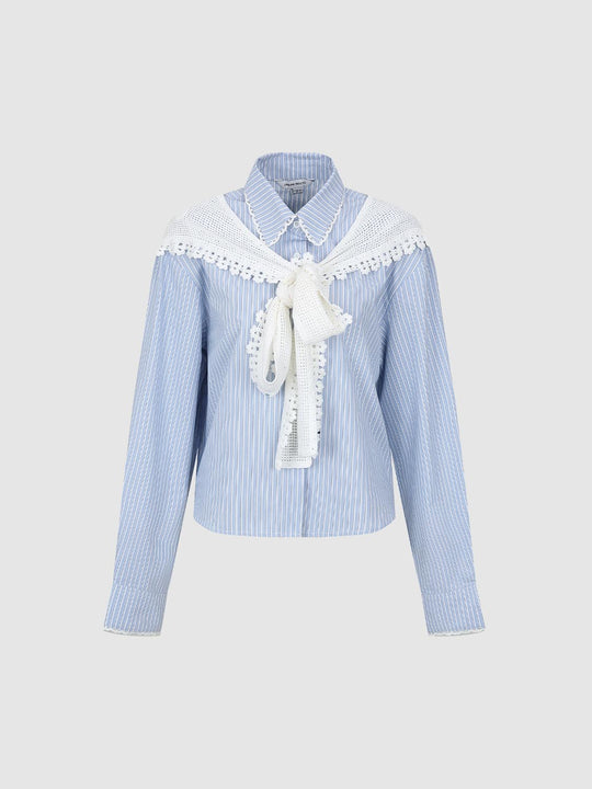 Shawl Detail Striped Shirts