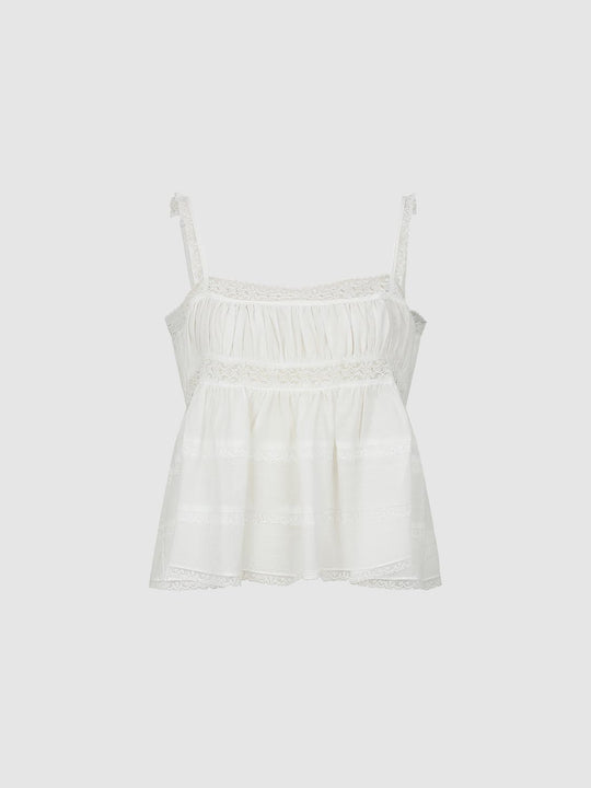 Lace Detail Strappy Cami Tops