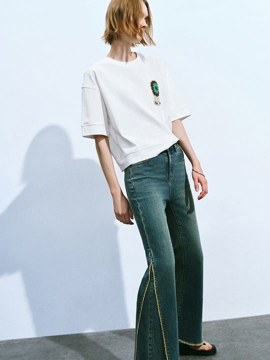 Printed Crew Neck Loose T-Shirt