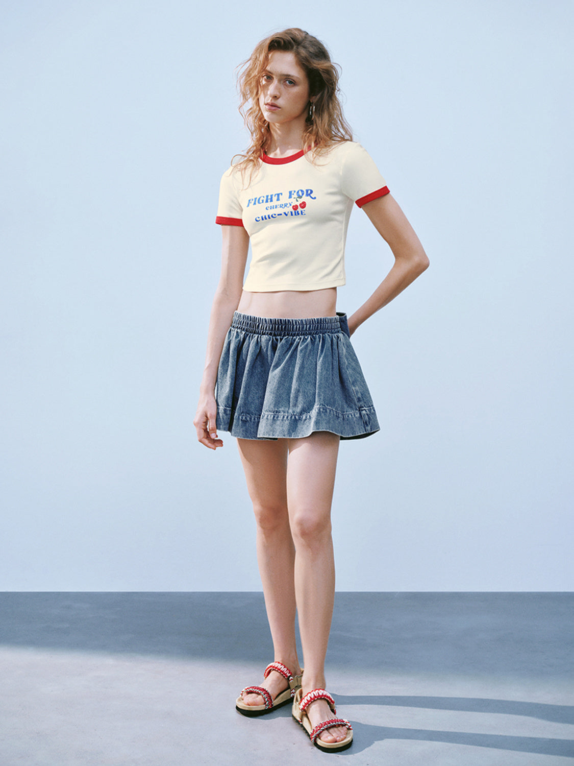 Printed Cropped Short Sleeve T-Shirts