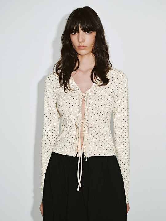 Tie Front Dotted Blouses