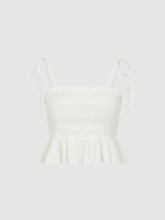 Smocked Bodice With Tie Straps Cami Top