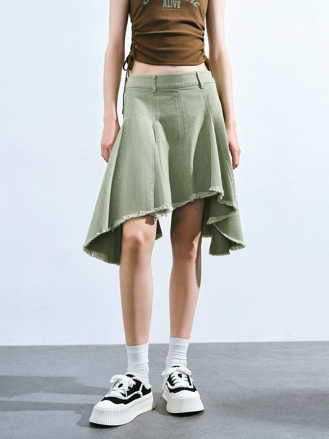 Raw Hem Mini A-Line Skirt