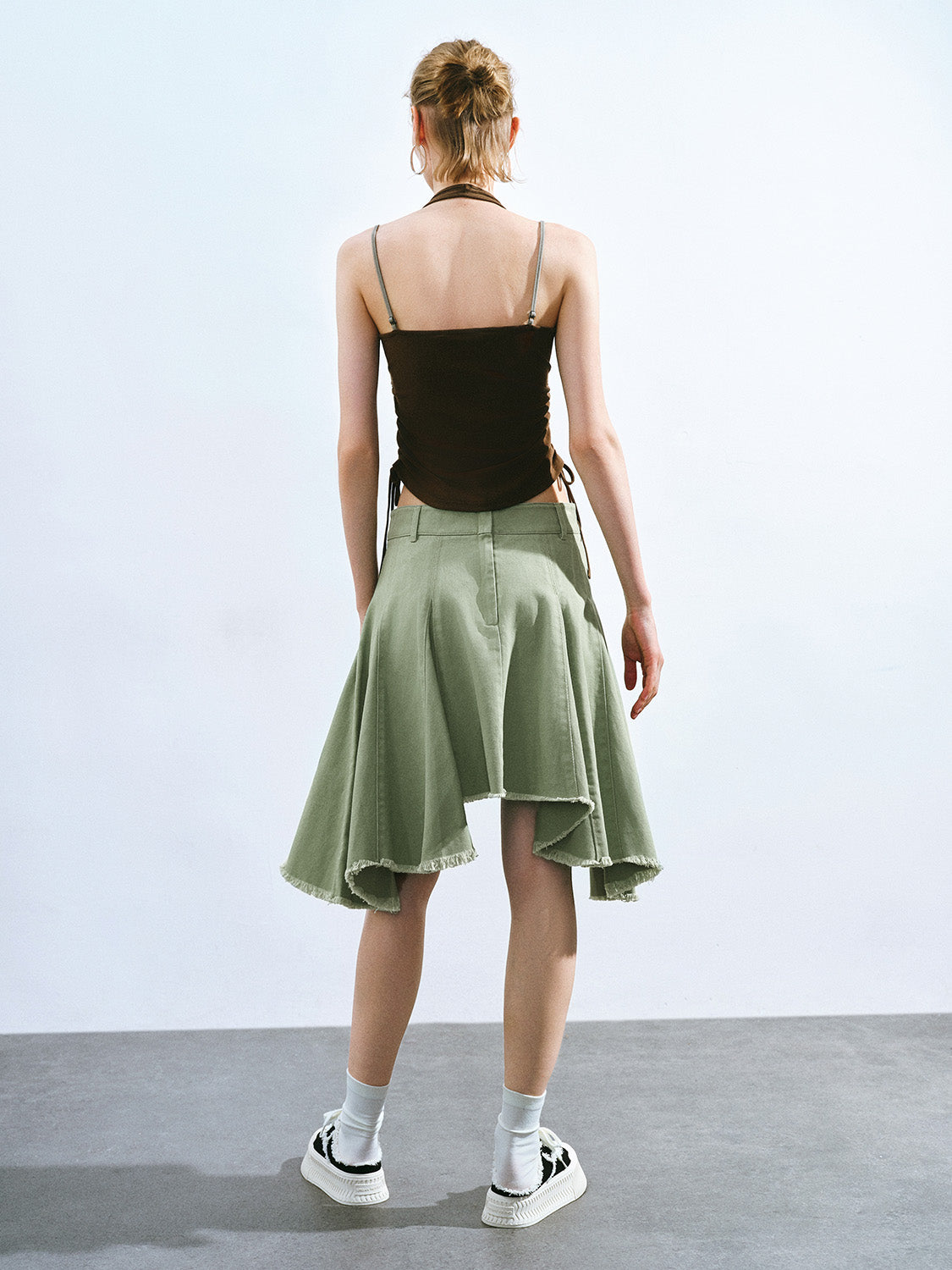 Raw Hem Mini A-Line Skirt