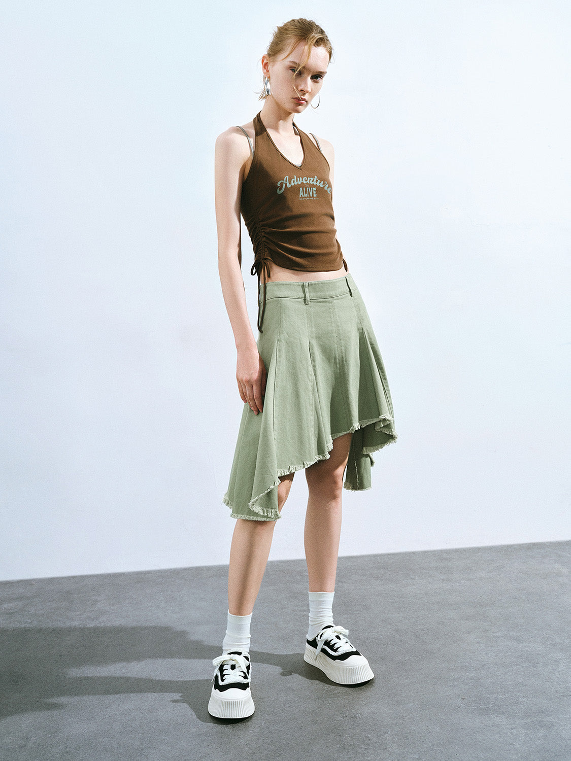 Raw Hem Mini A-Line Skirt