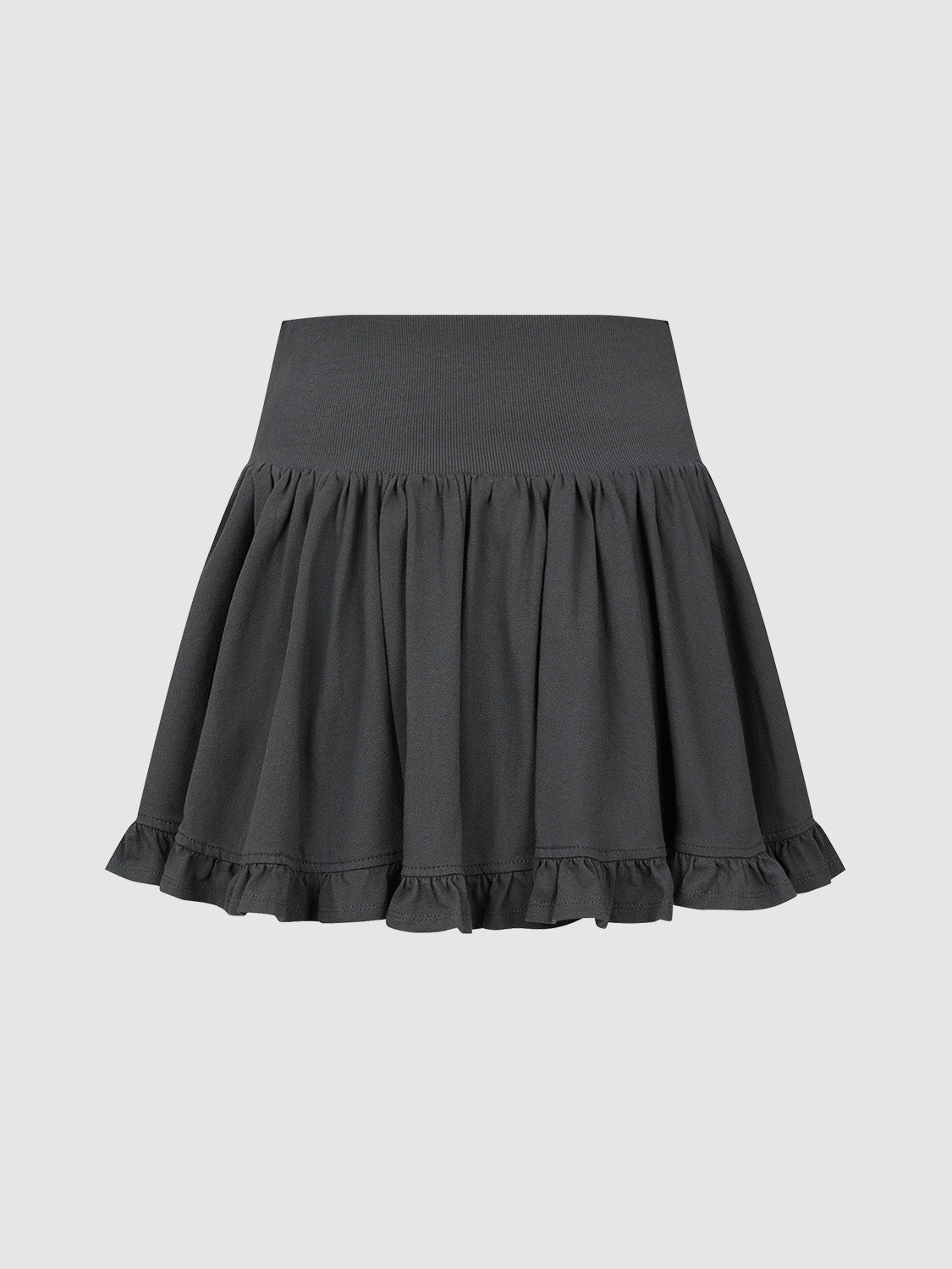 Elastic Waist Pleated Mini A-Line Skirt