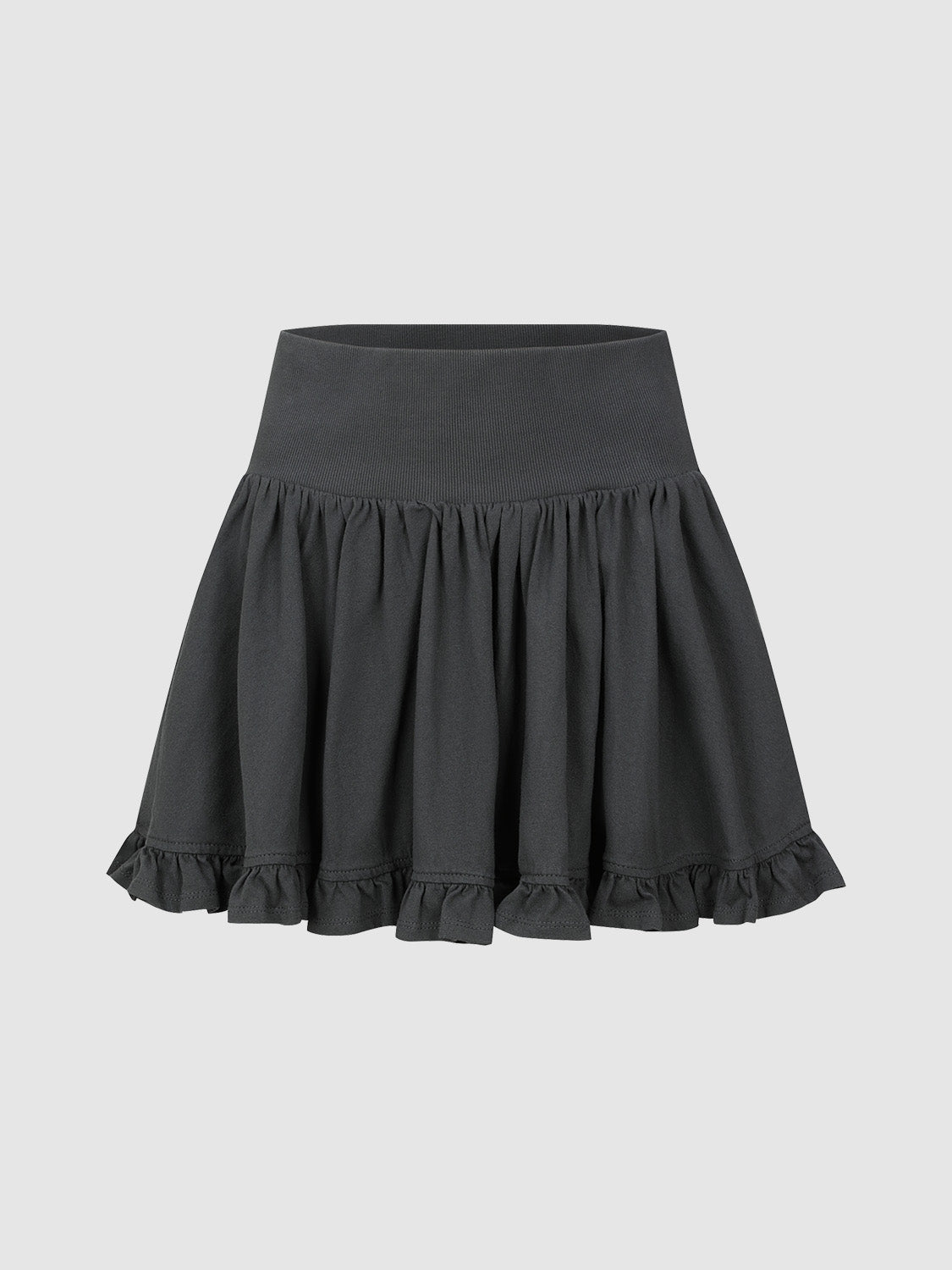 Elastic Waist Pleated Mini A-Line Skirt