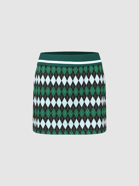 Argyle Straight Midi Skirts