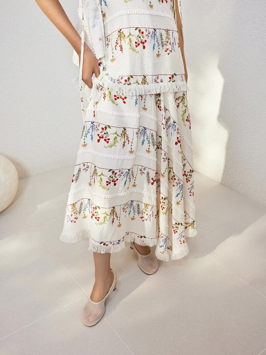 Floral A-Line Maxi Skirts