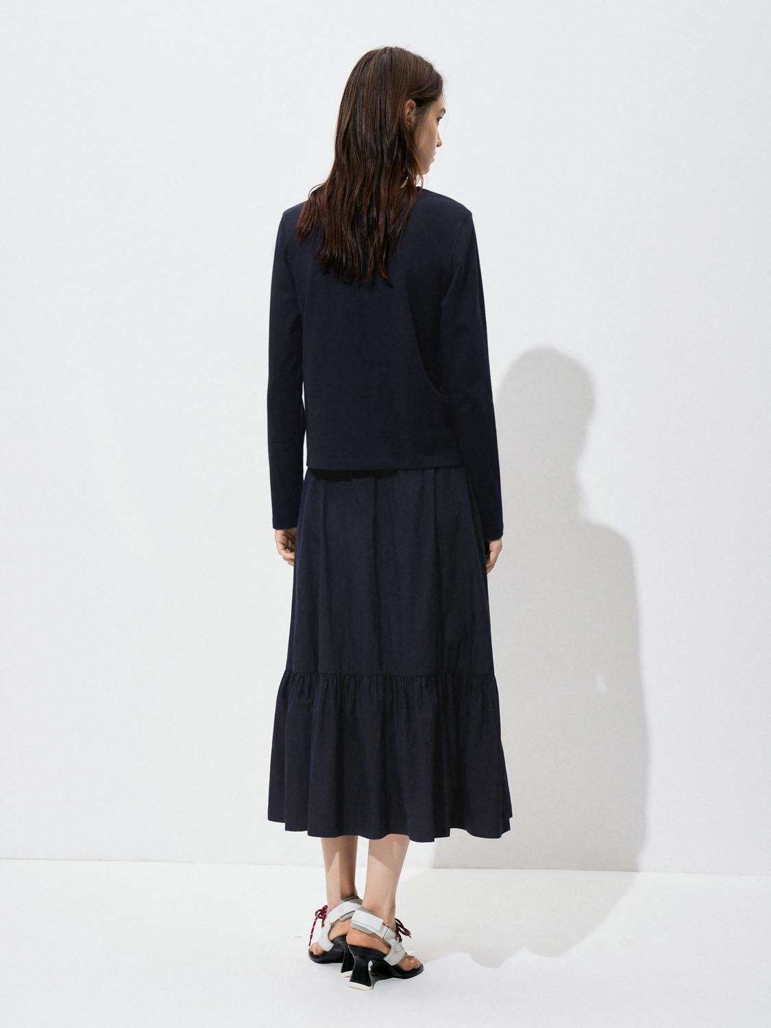 Pleated Drawstring A-Line Midi Skirts