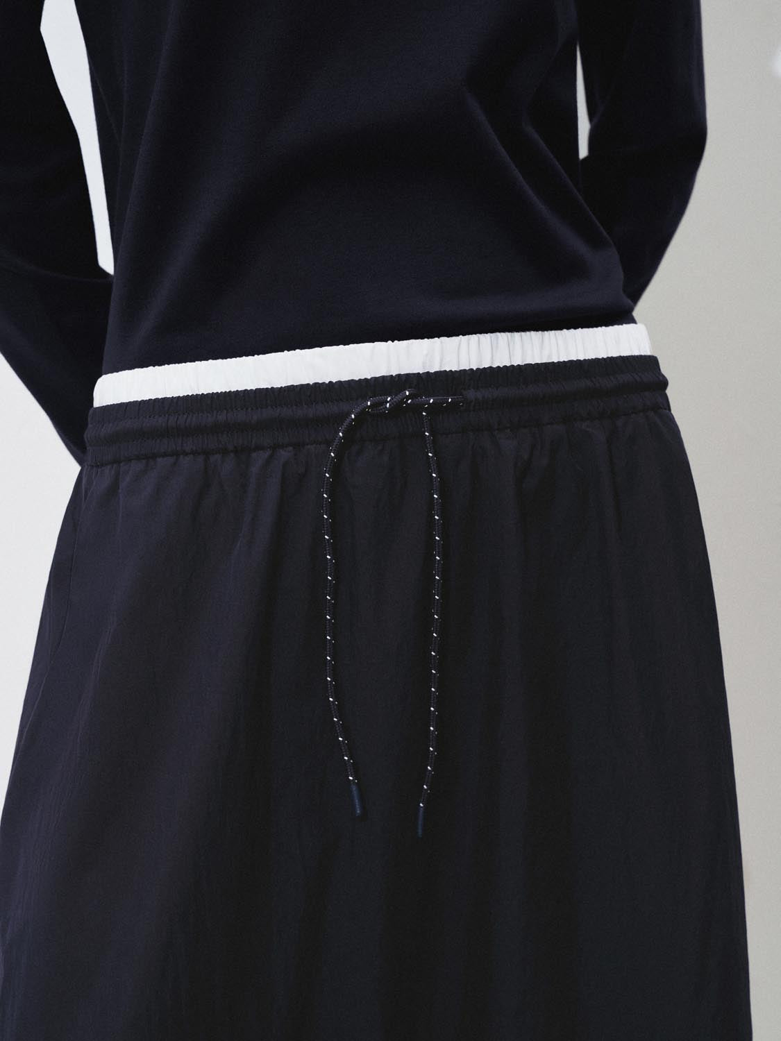 Pleated Drawstring A-Line Midi Skirts