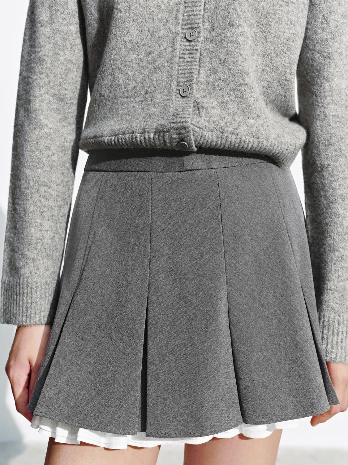 2 In 1 Pleated A-Line Mini Skirts