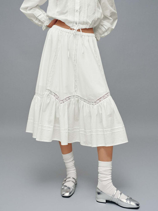 Pull On Laced A-Line Maxi Skirts