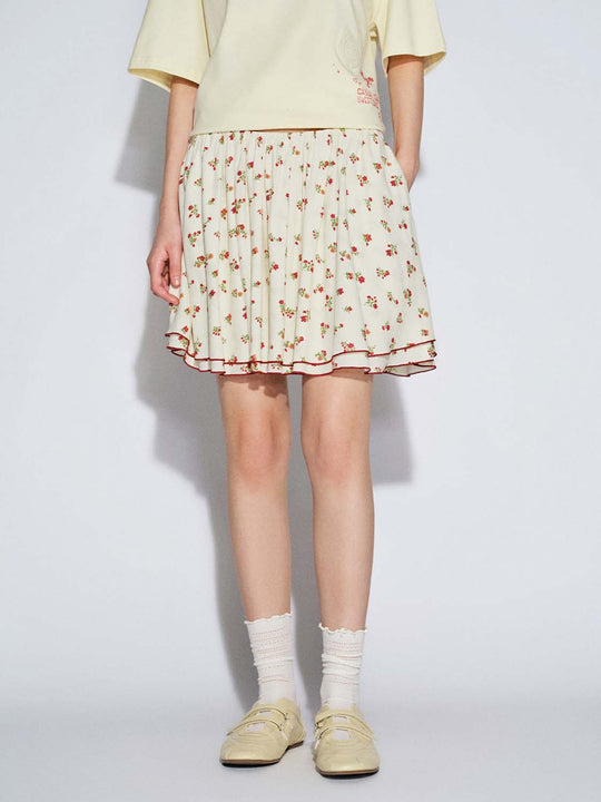 Printed Pull On A-Line Mini Skirts