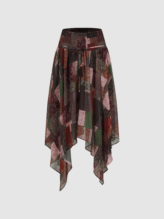 Contrast Patch A-Line Midi Skirts